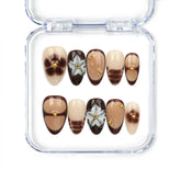 Brown Black Retro Floral Rivet