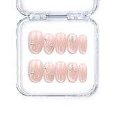 Blush Gleam Cat Eye Singapore press on nails by naillover, handmade press on nails with silver accents and shimmering cat eye finish.