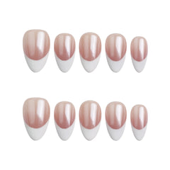 Product display of Naillover’s Singapore handmade press-on nail set featuring taupe-white gradient