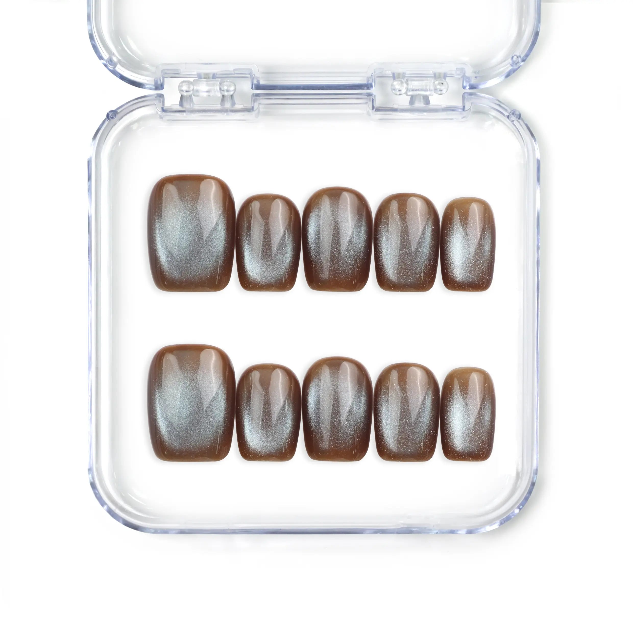 Naillover Bronze Fantasy Singapore press on nails with iridescent bronze finish and glitter effect