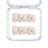 Butterfly Grace Singapore handmade press on nails featuring soft pink and white gradient with holographic butterfly and floral details by Naillover