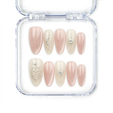 Naillover Celestial Pink handmade press on nails with pastel tones, gold stars, and heart accents displayed on white background