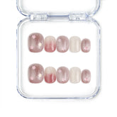 Singapore handmade short squoval press on nails with pink flower nail art by naillover