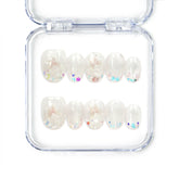 Naillover Crystal Sparkle handmade press on nails with iridescent cat eye finish and colorful specks from Singapore press on nails collection.