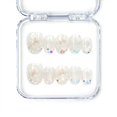 Naillover Crystal Sparkle handmade press on nails with iridescent cat eye finish and colorful specks from Singapore press on nails collection.