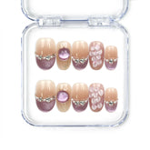 Naillover Gemstone Latte handmade press on nails in oceanic tones with seashell and pearl accents, from Singapore press on nails collection.