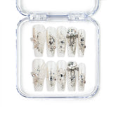 Glisten Dream handmade Singapore press on nails with silver glitter and sparkling embellishments by naillover