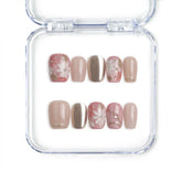 Naillover handmade Singapore square press on nails in red with gold foil and 3D flower nail art