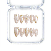 Singapore handmade press on nails with pastel pink base, 3D flower nail art, and gold accents by Naillover