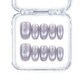 Naillover Lavender Sparkle handmade press on nails in Singapore, featuring cat eye design with lavender base and glitter finish