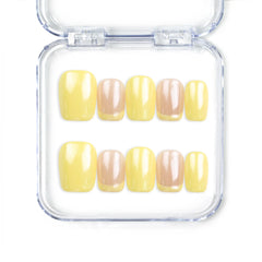 Lemon Zest handmade Singapore press on nails in yellow and pink ombre design, naillover summer cute nails collection