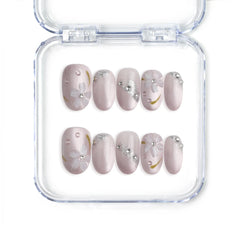 Singapore handmade pink press on nails with floral design and rhinestone accents by Naillover