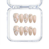 Naillover handmade Singapore press on nails in pink almond shape with 3D flower nail art and shimmer finish