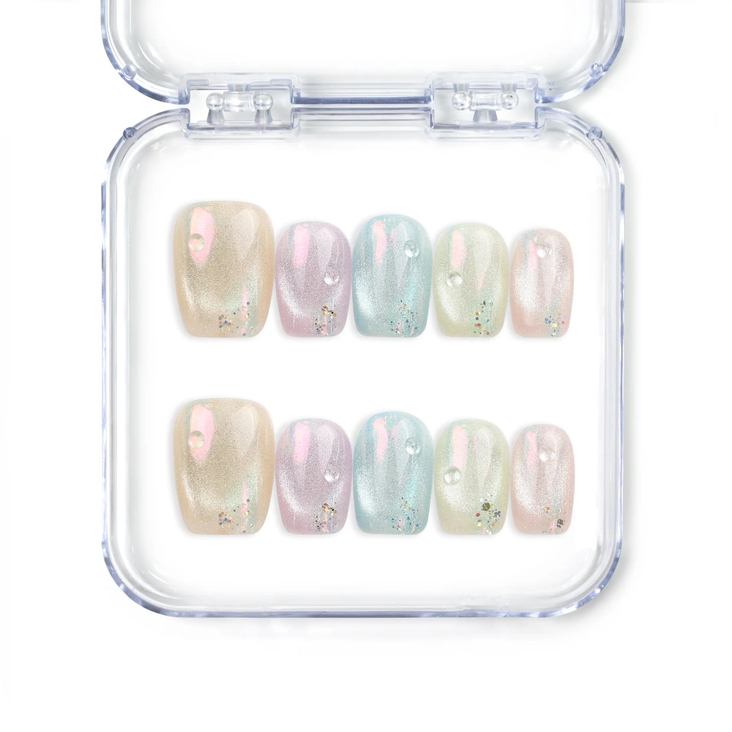 Mermaid Glaze pastel pearl finish handmade press on nails from Singapore collection by Naillover