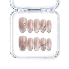 Singapore handmade medium oval nails with shimmer gradient and silver flower art by Naillover