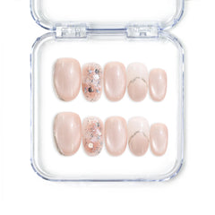 Handmade Singapore press on nails in sheer pink gradient with shimmering silver accents by Naillover.