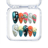 Cosmo Glam handmade Singapore press on nails by Naillover featuring vibrant Y2K colors and retro-inspired patterns for a playful, trendy style