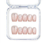 Naillover Crystal Dew handmade Singapore press on nails with cat eye shimmer, silver glitter, and white star accents.