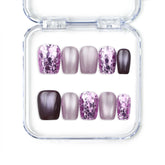 Lavender Luxe handmade cat eye press on nails in shimmering lavender and silver by Naillover