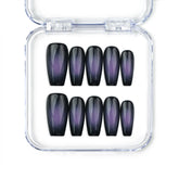 Naillover Lunar Eclipse handmade press on nails, black to purple ombre gradient, trendy Singapore press on nails set