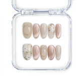 Gradient pink and white floral press on nails with sparkles, from Naillover’s handmade Singapore collection.