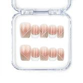 Naillover Opal Scheme handmade Singapore press on nails in pink and white with delicate silver line accents.