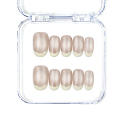 Pearl Glow handmade press on nails by Naillover — nude base with subtle pearly shine, part of the Singapore press on nails collection.