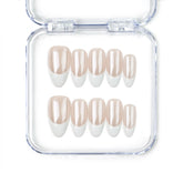 Naillover handmade press on nails in pearly white with almond shape — Pearly Shine from the Singapore press on nails collection.