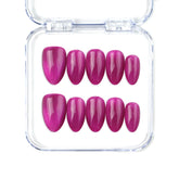 Short handmade purple cat eye press on nails by Naillover, Singapore, with high-shine finish and bold color.