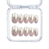 Rose Haze handmade Singapore press on nails in pink gradient shimmer with elegant coquette style by Naillover