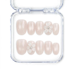 Naillover Scarlet Gleam handmade Singapore press on nails in pastel pink with 3D flowers and rhinestones.