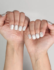 Naillover Silver Skies trendy handmade press on nails styled for a chic night-out look.