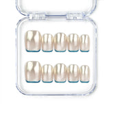 Soft Luster handmade Singapore press on nails in pearlescent white matte finish, classic and elegant design by Naillover