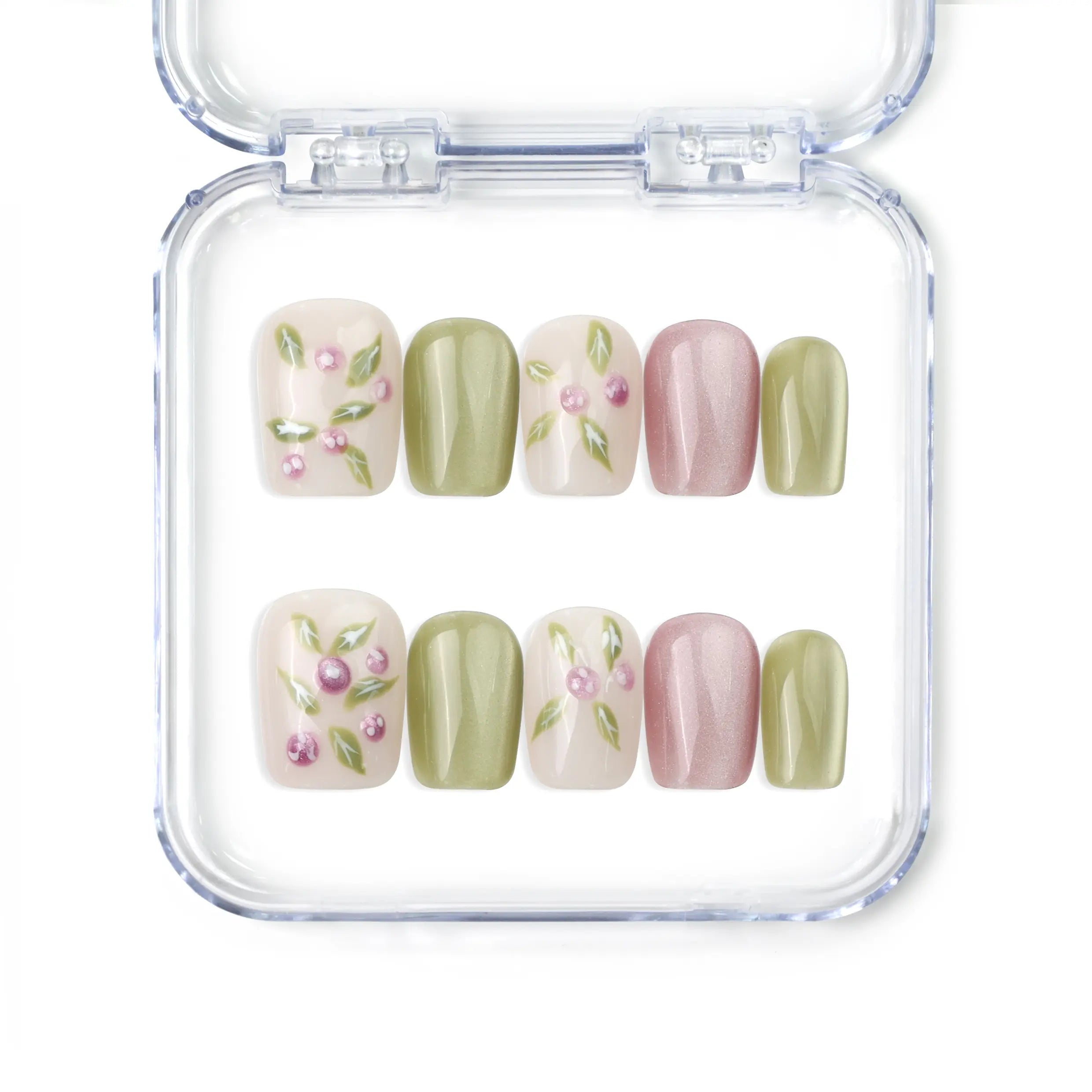 Naillover Spring Buds handmade press on nails with pastel gradient tones and delicate floral accents from our Singapore press on nails collection.