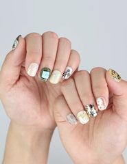 Model showcasing Naillover Vintage Bloom Singapore press on nails—elegant 3D blossoms with a romantic touch.