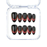 Noir Fade Tips black cat eye press-on nails with French fade, handmade by naillover, part of Singapore press on nails collection.