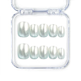 Ocean Breeze handmade press on nails by naillover in cool blue with shimmer finish, Singapore press on nails for summer nails and trendy looks.