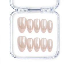 Naillover handmade Singapore pink almond press on nails with glossy finish in rose petal tone