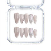 Naillover handmade Singapore press on nails in almond shape with pastel tones and white flower nail art