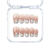 Pink Mermaid Spark medium coffin handmade press on nails with glittery flakes, part of naillover’s Singapore press on nails collection, showcasing cute and trendy nail style.