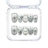 Naillover Silver Starry Cutie handmade press on nails with galaxy-inspired base, bunny, cartoon flower, shimmering stars, and playful cute nail design.