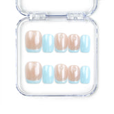 Skyline ombre blue Singapore press on nails by naillover, handmade press on nails with sheer-to-blue glossy gradient for a trendy yet classic look