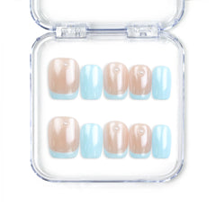 Skyline ombre blue Singapore press on nails by naillover, handmade press on nails with sheer-to-blue glossy gradient for a trendy yet classic look