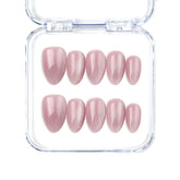 Naillover Soft Mirage handmade Singapore press on nails in pink cat eye shimmer, almond shape design.