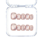 Naillover Starlit Blush handmade Singapore press on nails in blush pink with tiny star accents, short square shape.