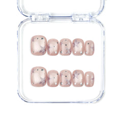 Naillover Starlit Blush handmade Singapore press on nails in blush pink with tiny star accents, short square shape.