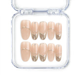 Gradient Singapore press on nails in peach to gold tones with glossy finish – naillover handmade press on nails