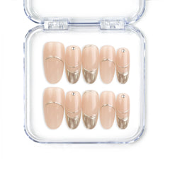 Gradient Singapore press on nails in peach to gold tones with glossy finish – naillover handmade press on nails