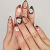 Brown Black Retro Floral Rivet