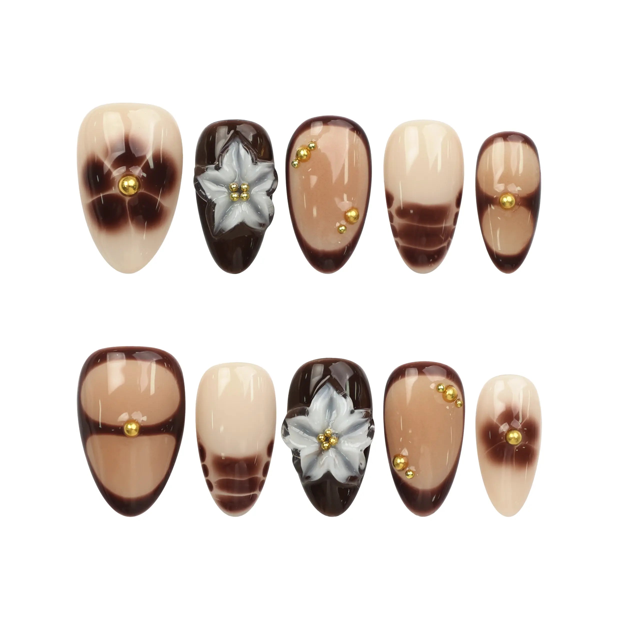 Brown Black Retro Floral Rivet